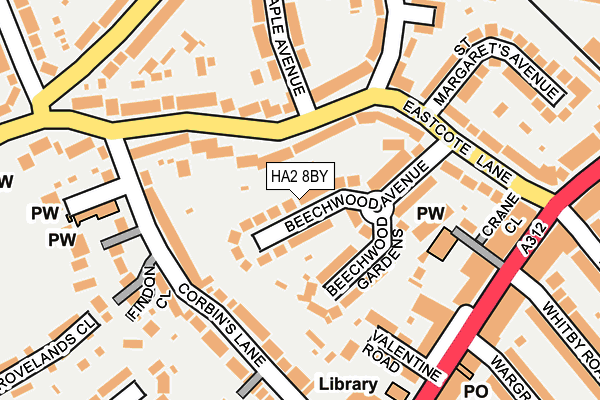 HA2 8BY map - OS OpenMap – Local (Ordnance Survey)