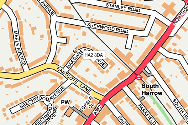 HA2 8DA map - OS OpenMap – Local (Ordnance Survey)