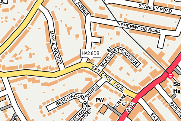 HA2 8DB map - OS OpenMap – Local (Ordnance Survey)