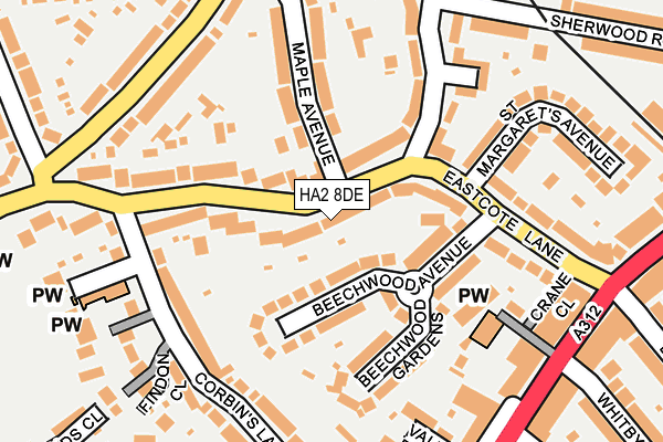 HA2 8DE map - OS OpenMap – Local (Ordnance Survey)