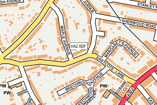 HA2 8DF map - OS OpenMap – Local (Ordnance Survey)