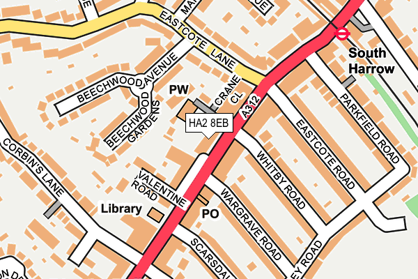 HA2 8EB map - OS OpenMap – Local (Ordnance Survey)