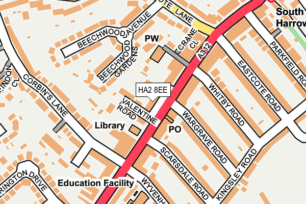 HA2 8EE map - OS OpenMap – Local (Ordnance Survey)