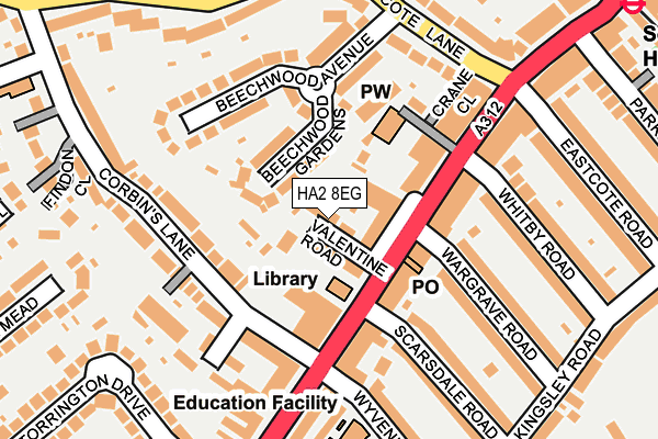 HA2 8EG map - OS OpenMap – Local (Ordnance Survey)