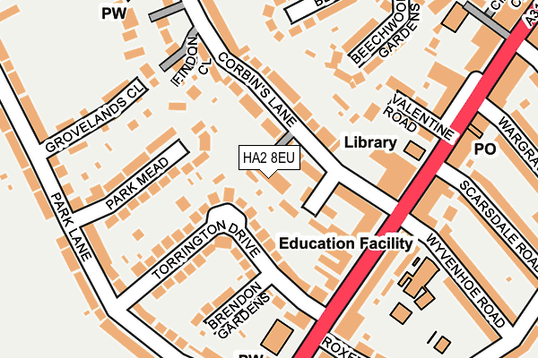 HA2 8EU map - OS OpenMap – Local (Ordnance Survey)