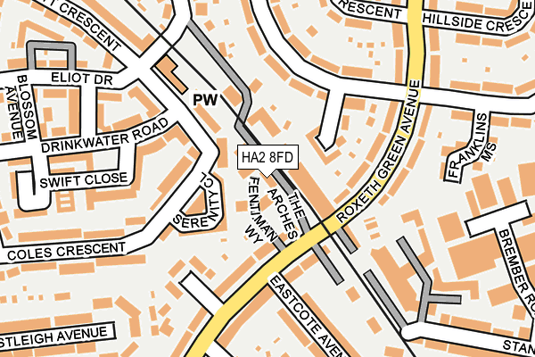 HA2 8FD map - OS OpenMap – Local (Ordnance Survey)