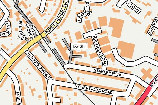 HA2 8FF map - OS OpenMap – Local (Ordnance Survey)