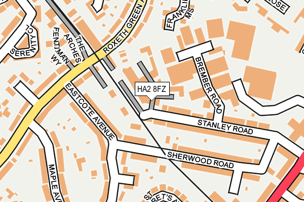 HA2 8FZ map - OS OpenMap – Local (Ordnance Survey)