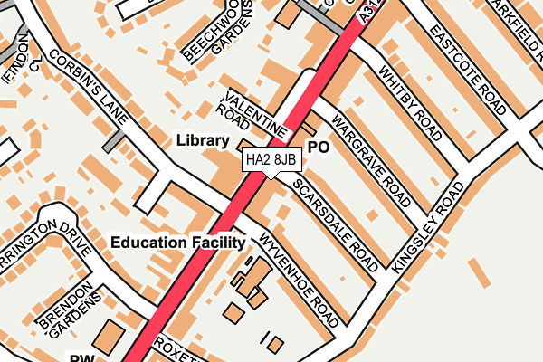 HA2 8JB map - OS OpenMap – Local (Ordnance Survey)