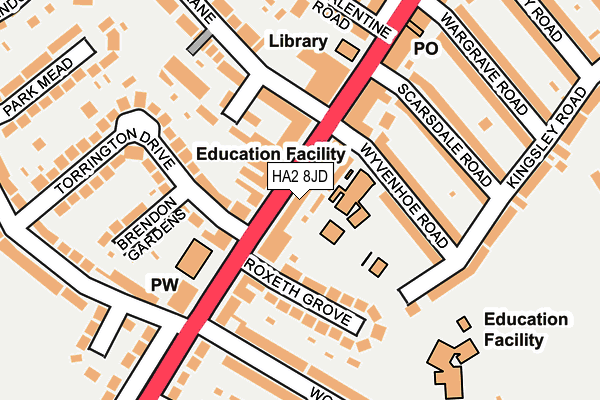 HA2 8JD map - OS OpenMap – Local (Ordnance Survey)