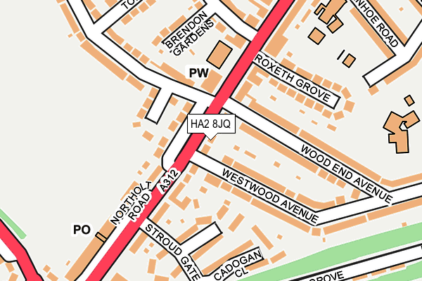 HA2 8JQ map - OS OpenMap – Local (Ordnance Survey)