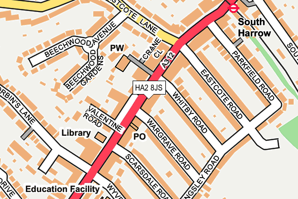 HA2 8JS map - OS OpenMap – Local (Ordnance Survey)