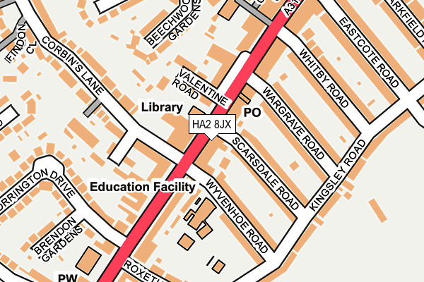 HA2 8JX map - OS OpenMap – Local (Ordnance Survey)