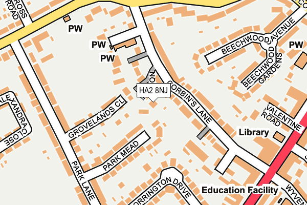 HA2 8NJ map - OS OpenMap – Local (Ordnance Survey)