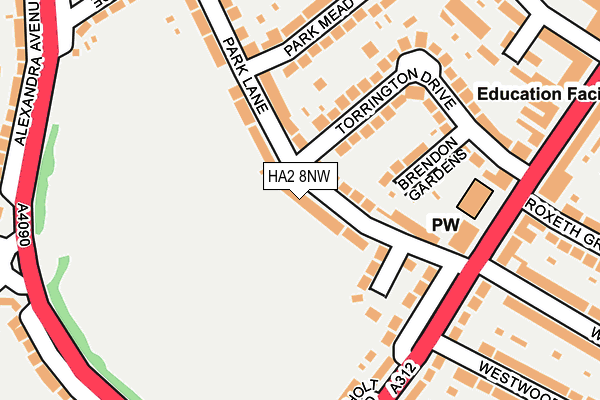 HA2 8NW map - OS OpenMap – Local (Ordnance Survey)