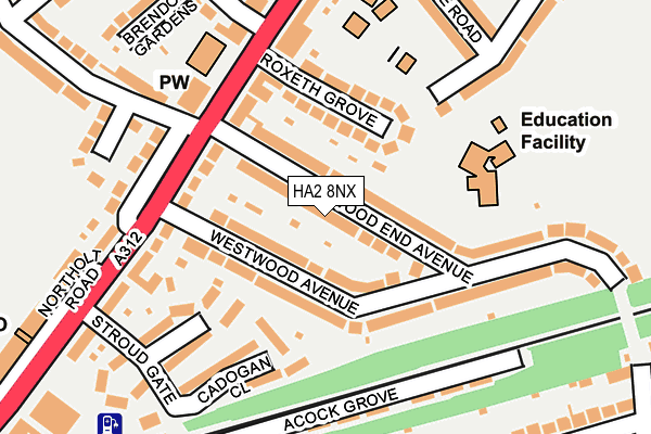 HA2 8NX map - OS OpenMap – Local (Ordnance Survey)