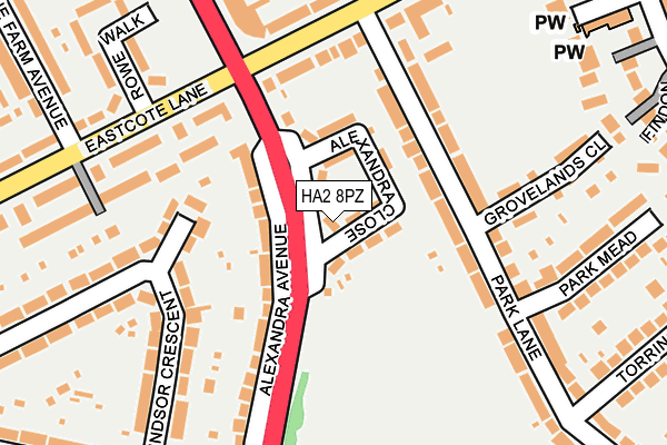 HA2 8PZ map - OS OpenMap – Local (Ordnance Survey)