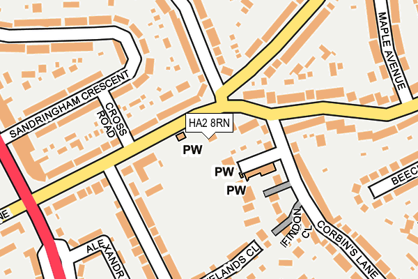 HA2 8RN map - OS OpenMap – Local (Ordnance Survey)