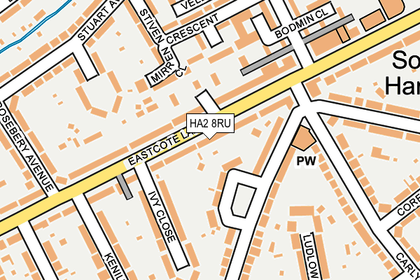 HA2 8RU map - OS OpenMap – Local (Ordnance Survey)