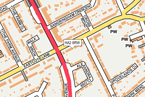 HA2 8RW map - OS OpenMap – Local (Ordnance Survey)