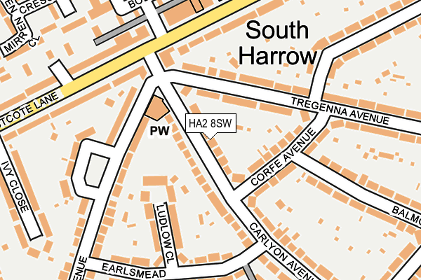 HA2 8SW map - OS OpenMap – Local (Ordnance Survey)