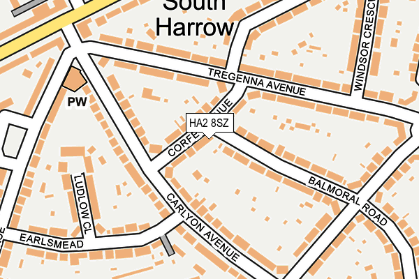 HA2 8SZ map - OS OpenMap – Local (Ordnance Survey)