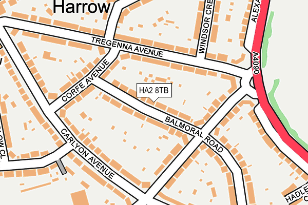 HA2 8TB map - OS OpenMap – Local (Ordnance Survey)