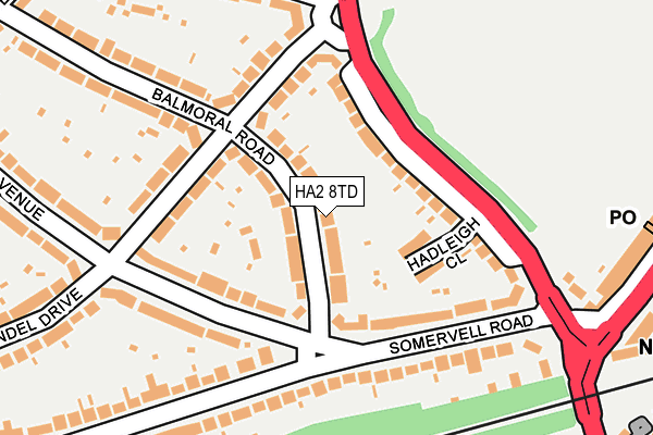 HA2 8TD map - OS OpenMap – Local (Ordnance Survey)