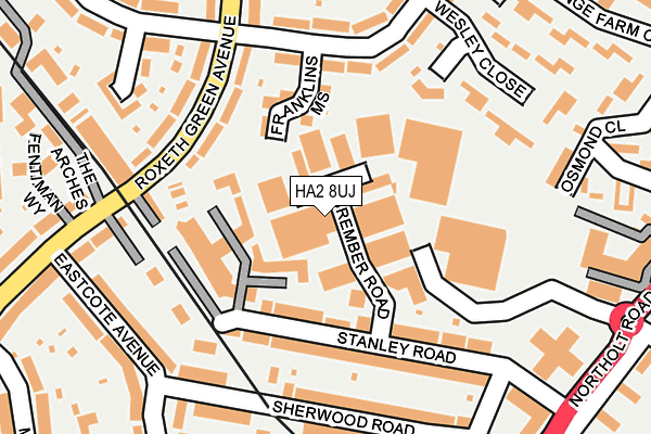 HA2 8UJ map - OS OpenMap – Local (Ordnance Survey)