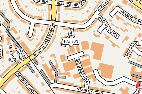 HA2 8UN map - OS OpenMap – Local (Ordnance Survey)