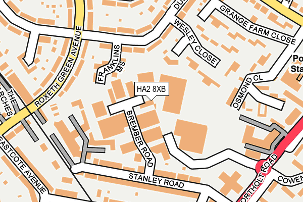 HA2 8XB map - OS OpenMap – Local (Ordnance Survey)