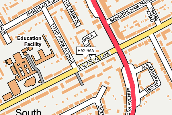 HA2 9AA map - OS OpenMap – Local (Ordnance Survey)