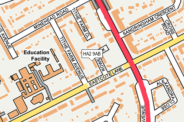 HA2 9AB map - OS OpenMap – Local (Ordnance Survey)