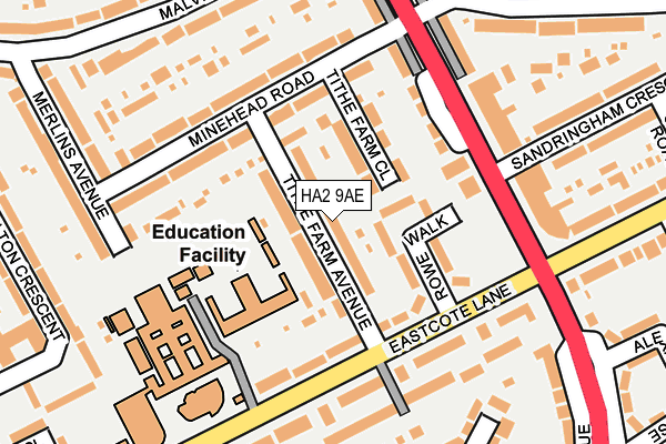 HA2 9AE map - OS OpenMap – Local (Ordnance Survey)