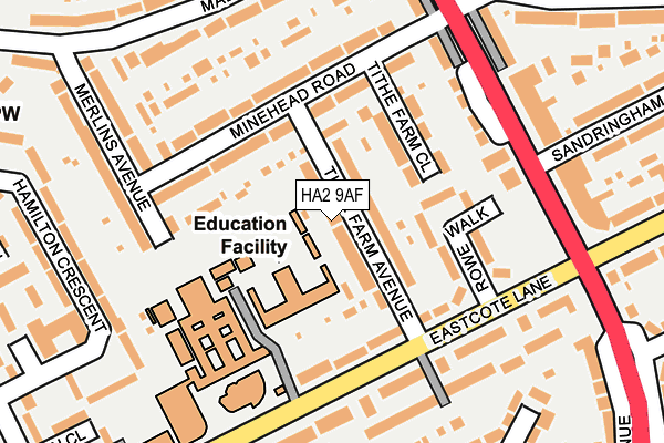 HA2 9AF map - OS OpenMap – Local (Ordnance Survey)