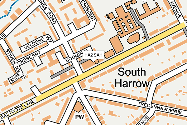 HA2 9AH map - OS OpenMap – Local (Ordnance Survey)