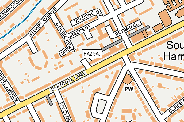 HA2 9AJ map - OS OpenMap – Local (Ordnance Survey)