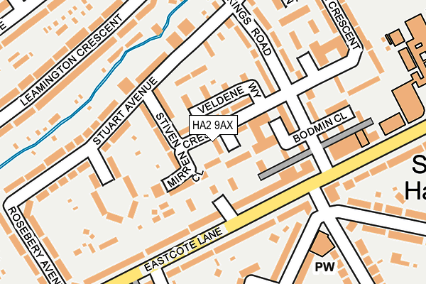 HA2 9AX map - OS OpenMap – Local (Ordnance Survey)
