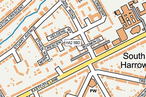 HA2 9BD map - OS OpenMap – Local (Ordnance Survey)