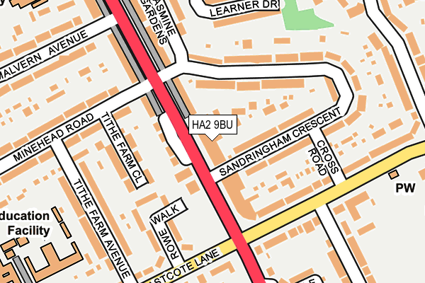 HA2 9BU map - OS OpenMap – Local (Ordnance Survey)
