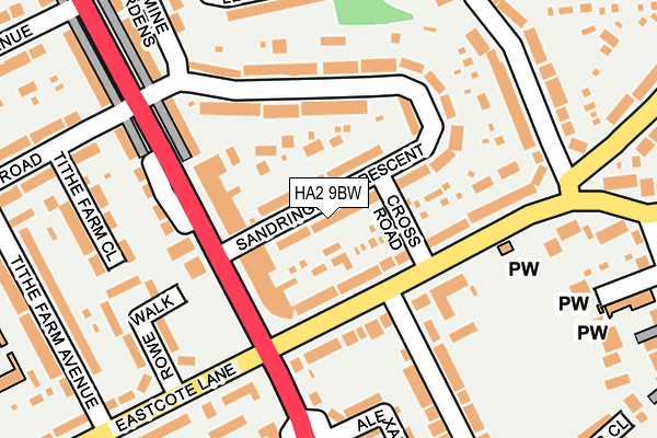 HA2 9BW map - OS OpenMap – Local (Ordnance Survey)