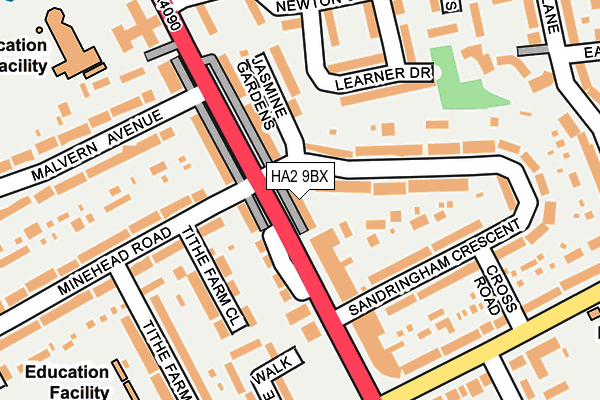 HA2 9BX map - OS OpenMap – Local (Ordnance Survey)