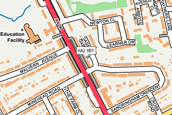 HA2 9BY map - OS OpenMap – Local (Ordnance Survey)