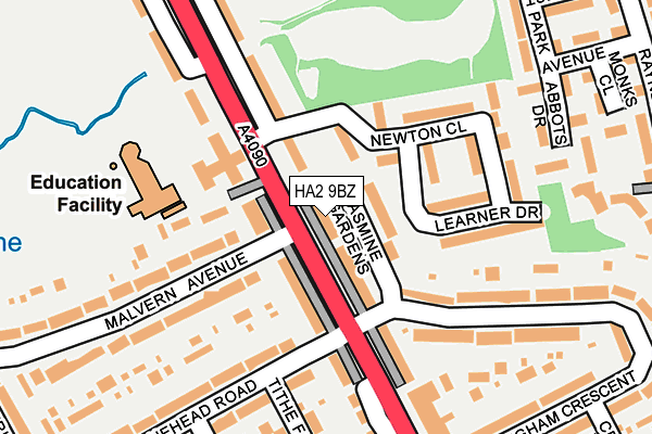 HA2 9BZ map - OS OpenMap – Local (Ordnance Survey)