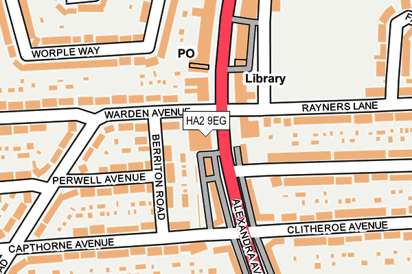 HA2 9EG map - OS OpenMap – Local (Ordnance Survey)