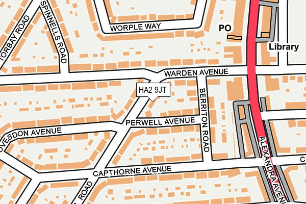 HA2 9JT map - OS OpenMap – Local (Ordnance Survey)