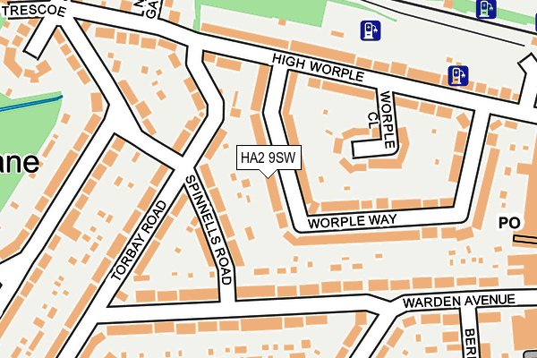 HA2 9SW map - OS OpenMap – Local (Ordnance Survey)