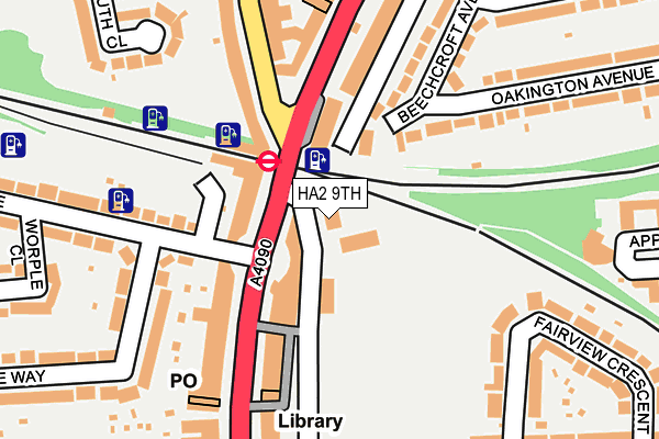 HA2 9TH map - OS OpenMap – Local (Ordnance Survey)