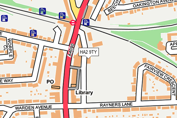 HA2 9TY map - OS OpenMap – Local (Ordnance Survey)