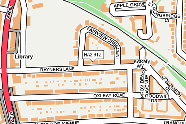 HA2 9TZ map - OS OpenMap – Local (Ordnance Survey)